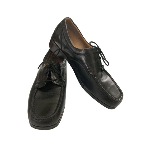 Verus Mens Size 7 Black Leather Moc Toe Dress Shoes - Picture 1 of 8